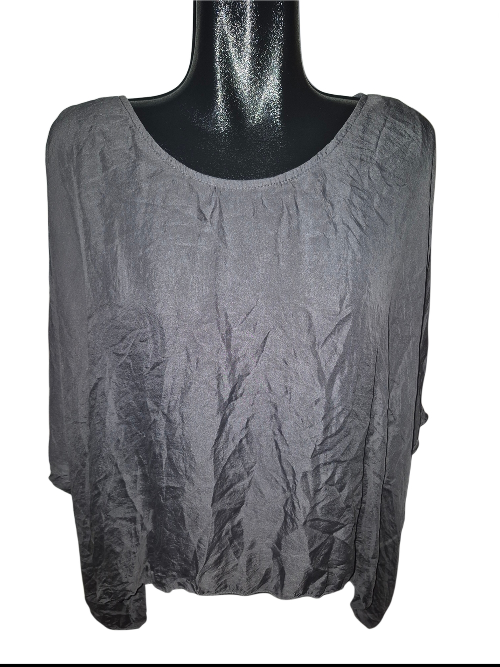 Giulia Italy Women’s Gray Silk Flowy Dolman Sleeve Top Size L